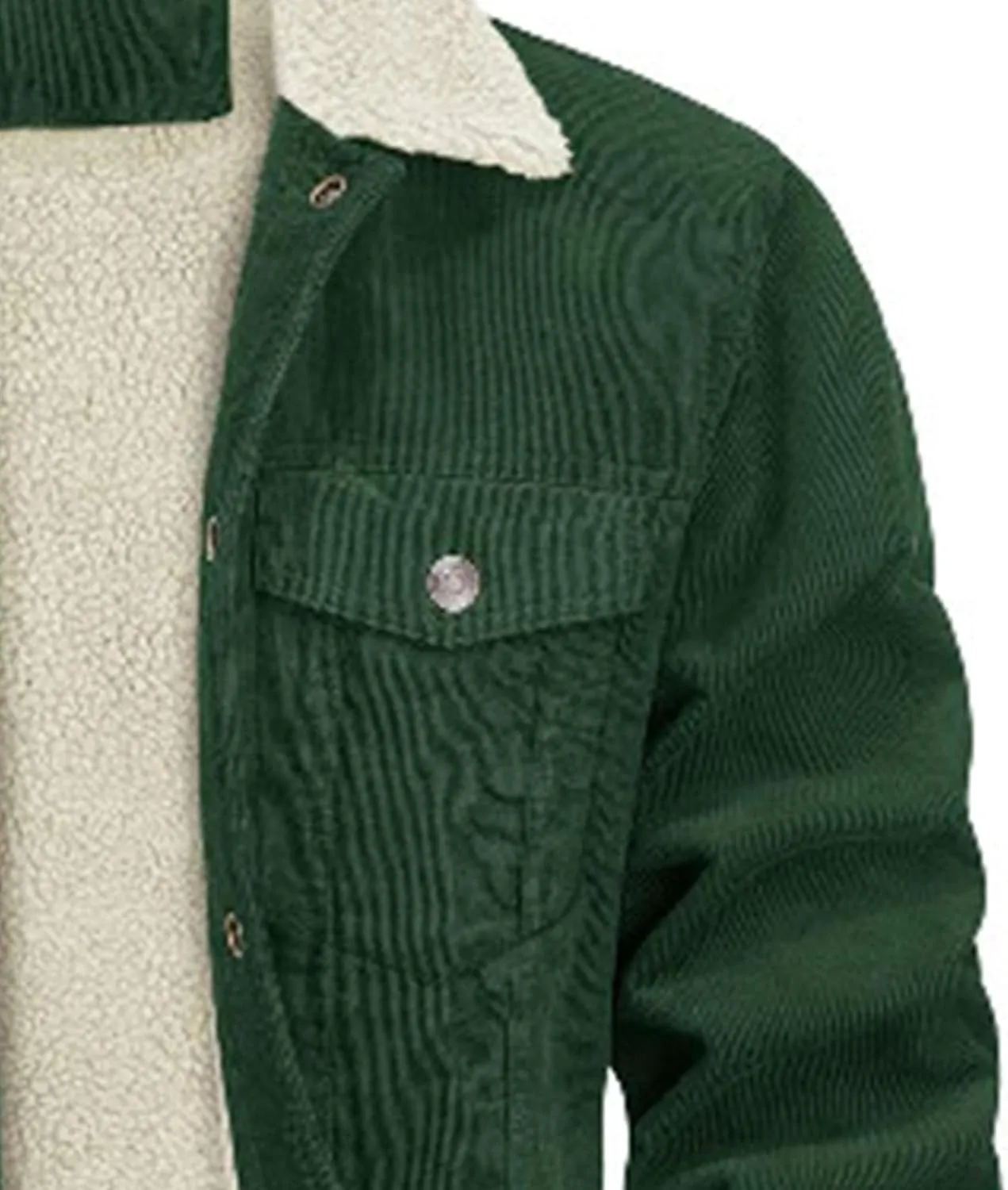 JEsilunmaMY Men's Button Down Corduroy Jacket Long Sleeve Sherpa Lined Trucker Jacket Casual Cotton Cargo Warm Winter Jacket