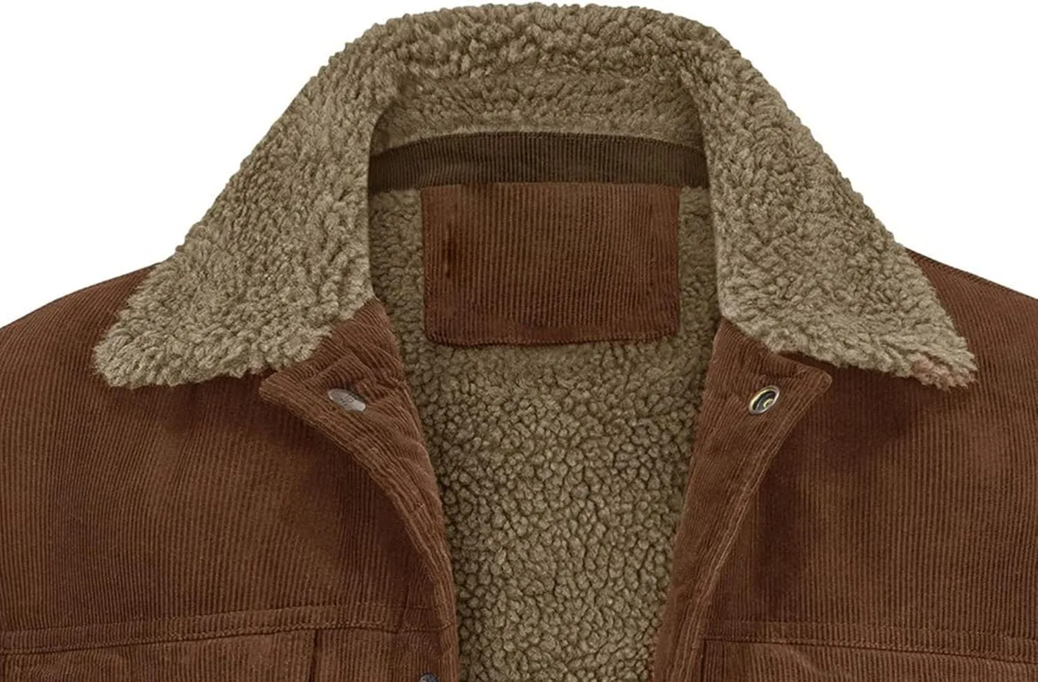JEsilunmaMY Men's Button Down Corduroy Jacket Long Sleeve Sherpa Lined Trucker Jacket Casual Cotton Cargo Warm Winter Jacket