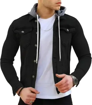 JEsilunmaMY Men's Button Down Hoodie Casual Jackets Long Sleeve Slim Fit Baseball Coat Solid Color Cotton Sport Jacket