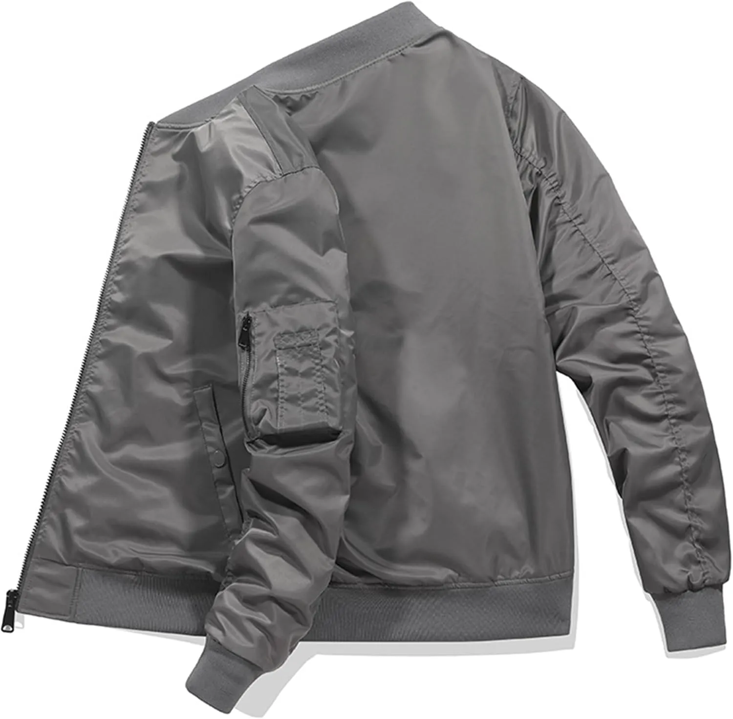 JEsilunmaMY Men's Lightweight Casual Bomber Jacket Fall Winter Warm Windbreaker Baseball Jacket Full Zip Casual Padded Coats