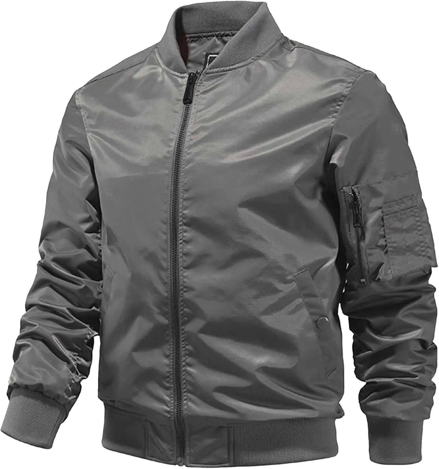 JEsilunmaMY Men's Lightweight Casual Bomber Jacket Fall Winter Warm Windbreaker Baseball Jacket Full Zip Casual Padded Coats