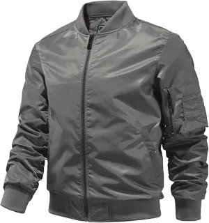 JEsilunmaMY Men's Lightweight Casual Bomber Jacket Fall Winter Warm Windbreaker Baseball Jacket Full Zip Casual Padded Coats