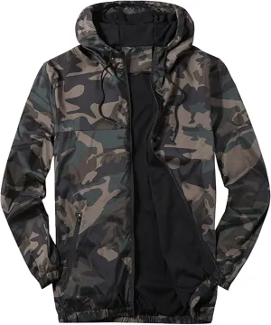 JEsilunmaMY Men's Lightweight Mesh Lined Sportwear Long Sleeve Zip Up Bomber Jackets Casual Outdoor Hooded Sweatshirt