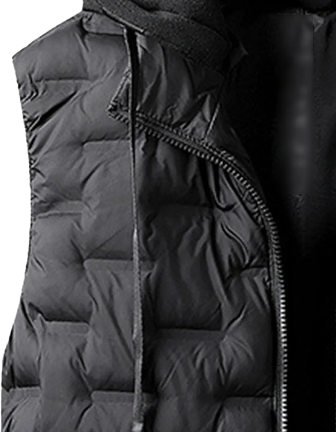 JEsilunmaMY Men's Quilted Puffer Vest with Detachable Hood Sleeveless Warm Winter Down Vest Casual Knit Padded Vest Coats