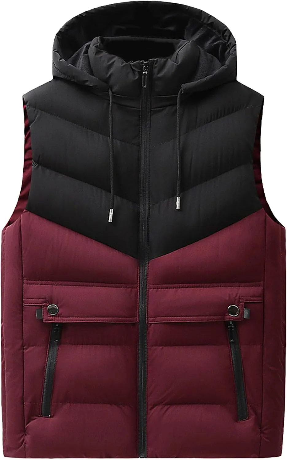 JEsilunmaMY Men's Quilted Warm Winter Puffer Vest Sleeveless Casual Padded Vest with Hood Fashion Cotton Down Vest Jacket