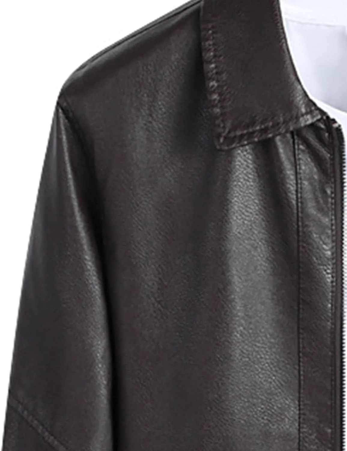 JEsilunmaMY Men's Slim Fit Leather Biker Coats Long Sleeve Zip Up Lapel Leather Jacket Lightweight Motorcycle Bomber Coat