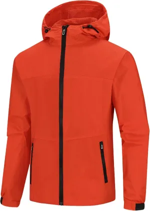 JEsilunmaMY Men's Sportwear Hooded Bomber Jacket Long Sleeve Lightweight Windproof Windbreaker Casual Outdoor Hiking Jacket