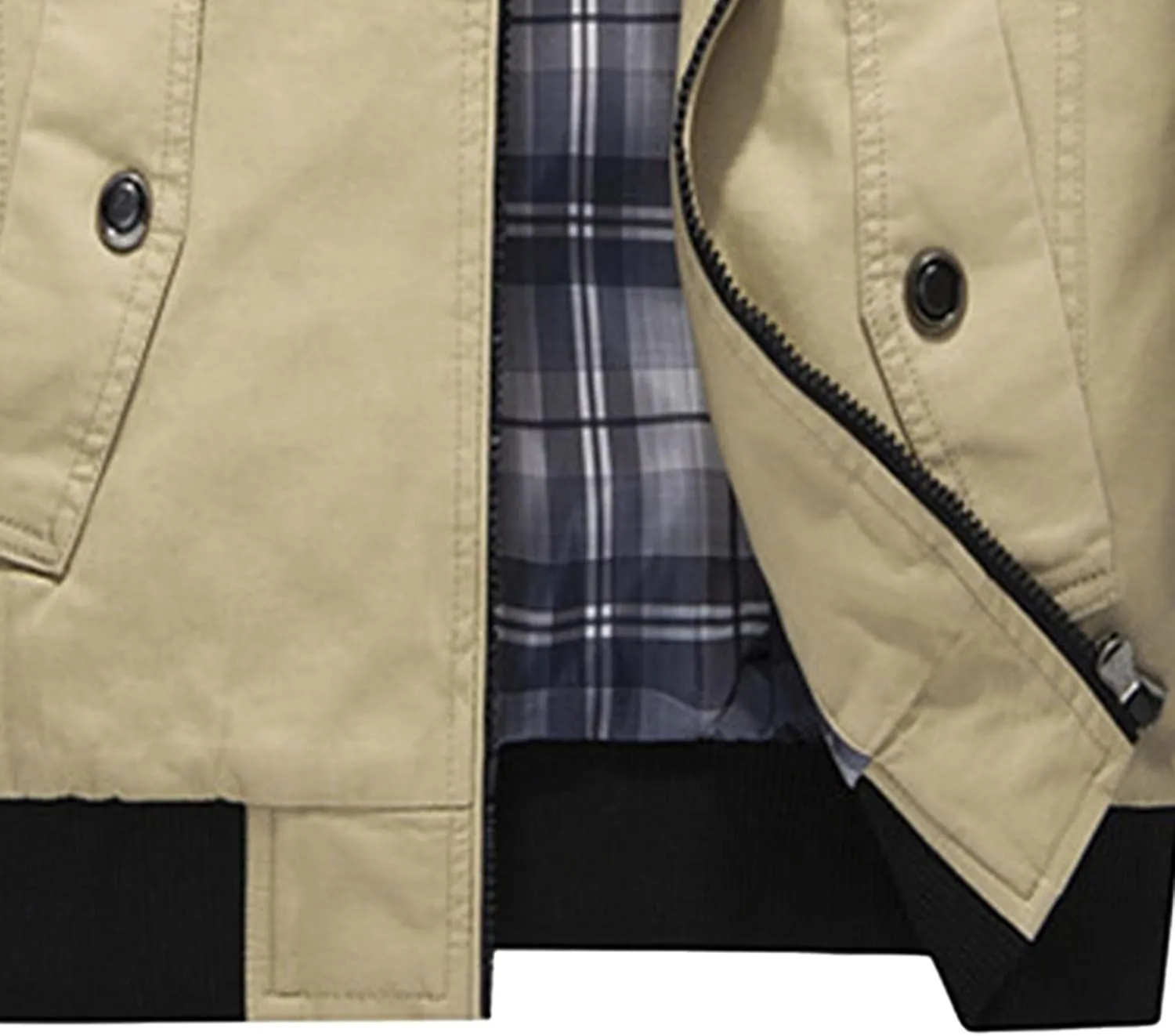 JEsilunmaMY Men's Stand Collar Cotton Cargo Jacket Full Zip Casual Loose Trench Coats Windproof Windbreaker with Multi-Pocket