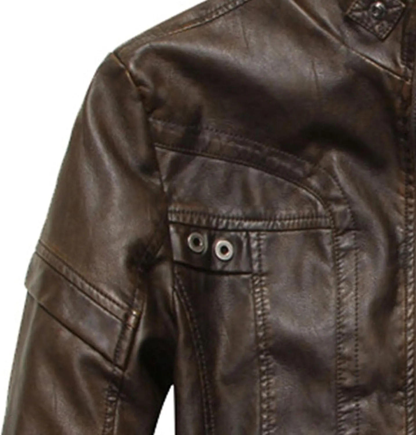 JEsilunmaMY Men's Stand Collar Moto Biker Coats Zip-Up Fleece Motorcycle Leather Jackets Winter Warm Casual Bomber Jacket