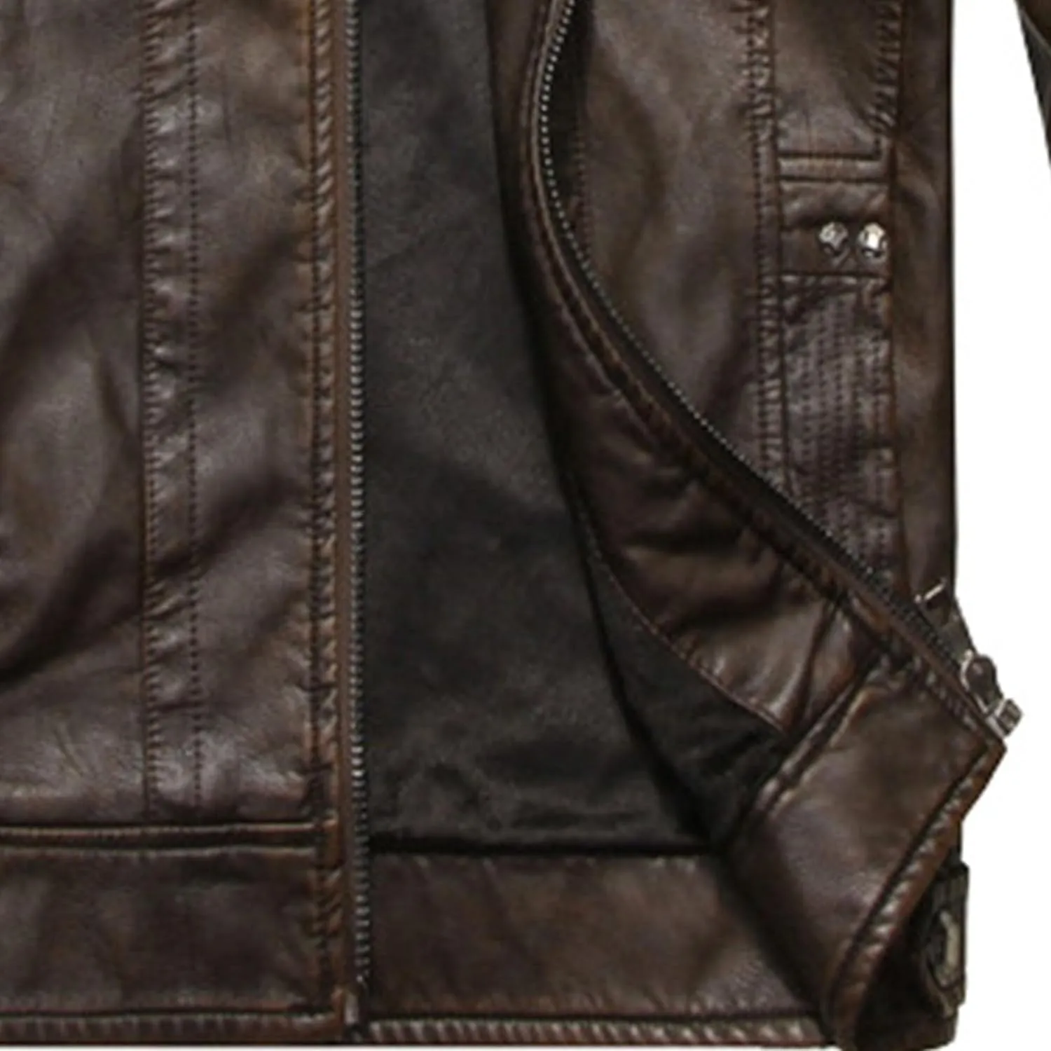 JEsilunmaMY Men's Stand Collar Moto Biker Coats Zip-Up Fleece Motorcycle Leather Jackets Winter Warm Casual Bomber Jacket