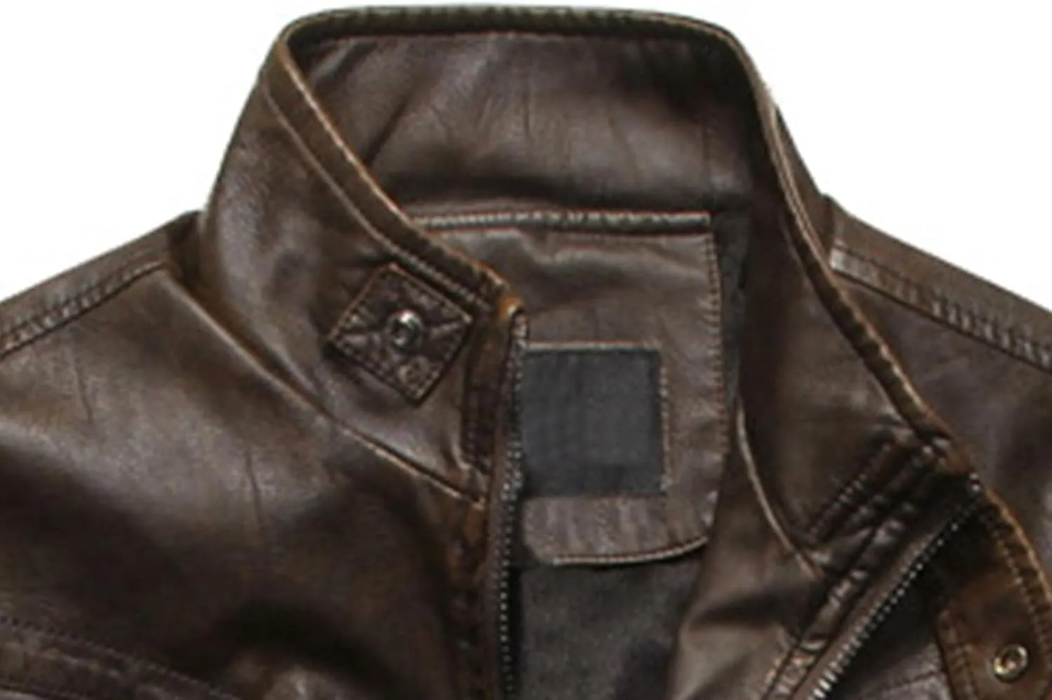 JEsilunmaMY Men's Stand Collar Moto Biker Coats Zip-Up Fleece Motorcycle Leather Jackets Winter Warm Casual Bomber Jacket