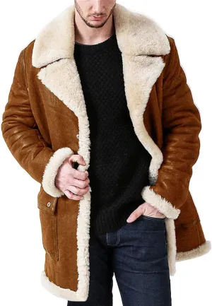 JEsilunmaMY Men's Thicken Cardigan Sherpa Overcoat Fur Collar Warm Winter Bomber Jacket Fuzzy Fleece Padded Parka Jackets