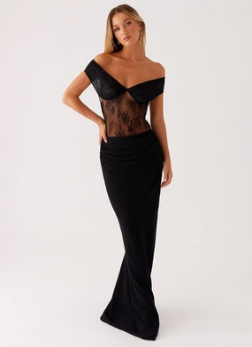 Gentle Drape Vibrant Hue Elle Maxi Dress - Black