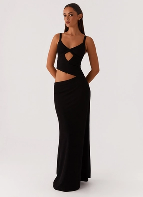 Silky texture Jocelyn Maxi Dress - Black