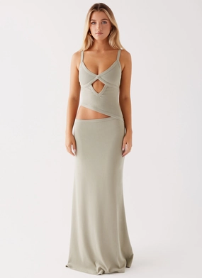 Jocelyn Maxi Dress - Sage Crisp Detail