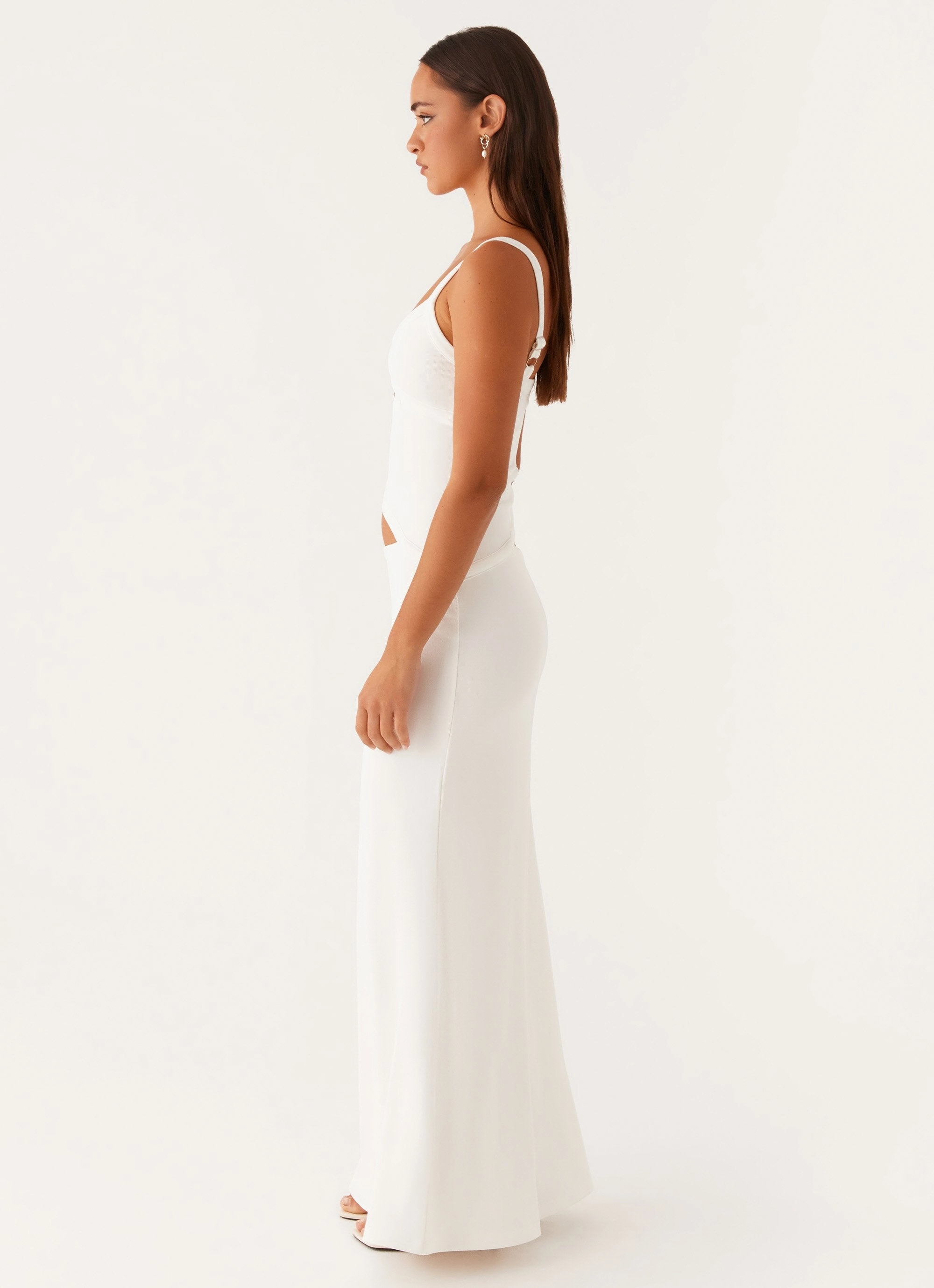 Beaded-Sleeve Jocelyn Maxi Dress - White