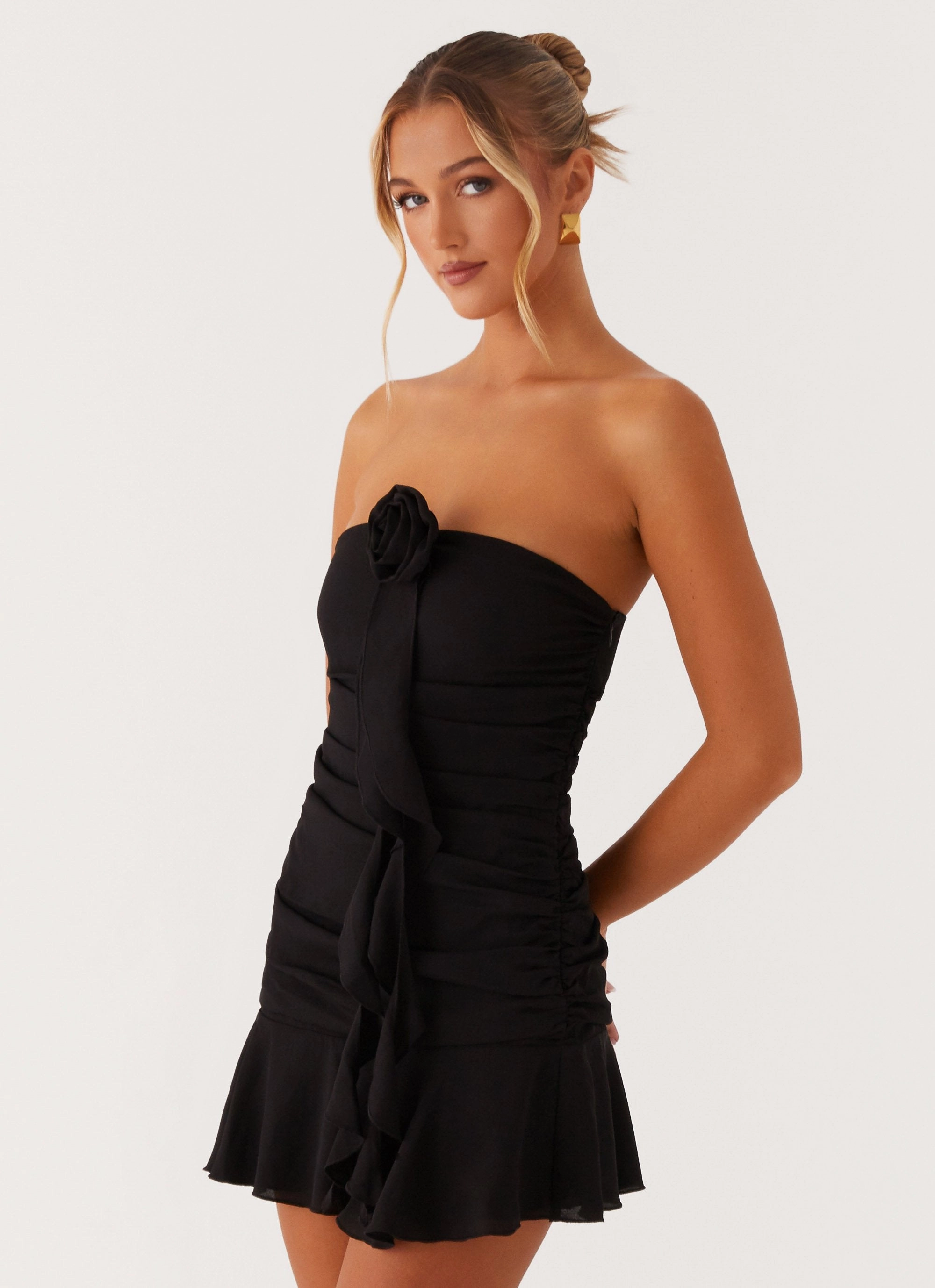 Jodie Mini Dress - Black Silky Finish