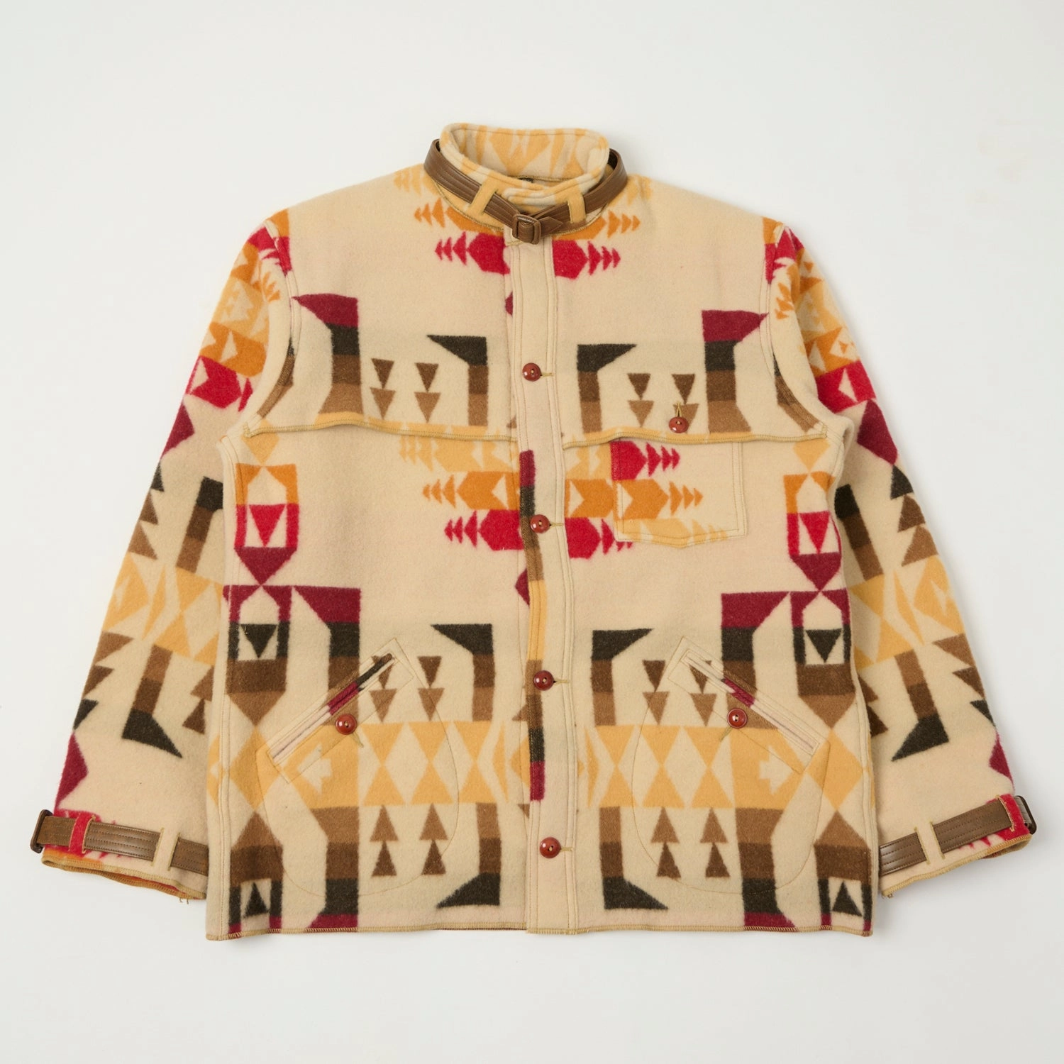 John Gluckow Lot. JG-32 'Stag' Wool Coat - Beige Structured Casual Fit Adjustable Hem Lock System