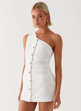 Jordy Linen Mini Dress - White Artistic Edge