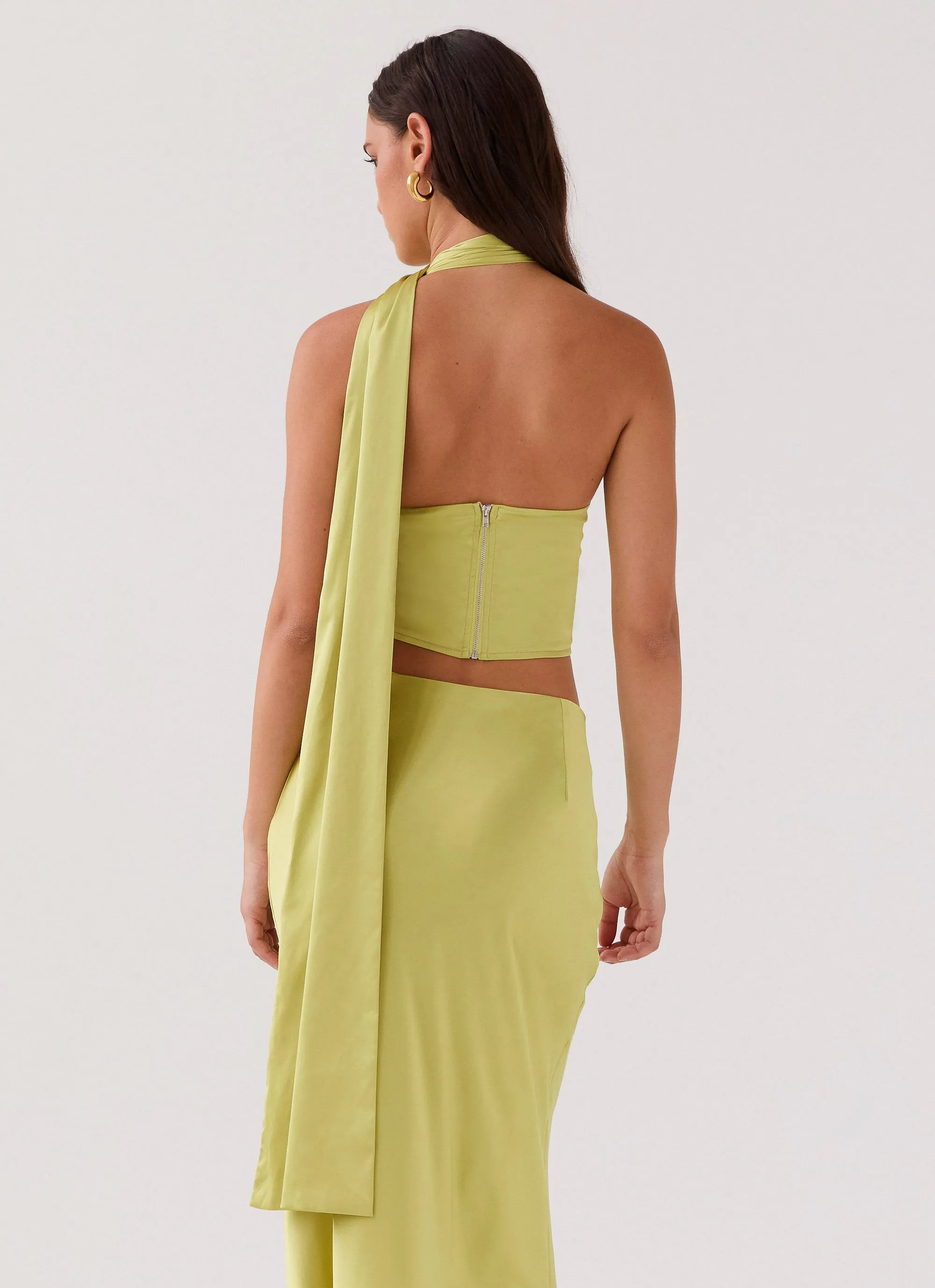 Josefina Scarf Top - Chartreuse Fashionable Shirt