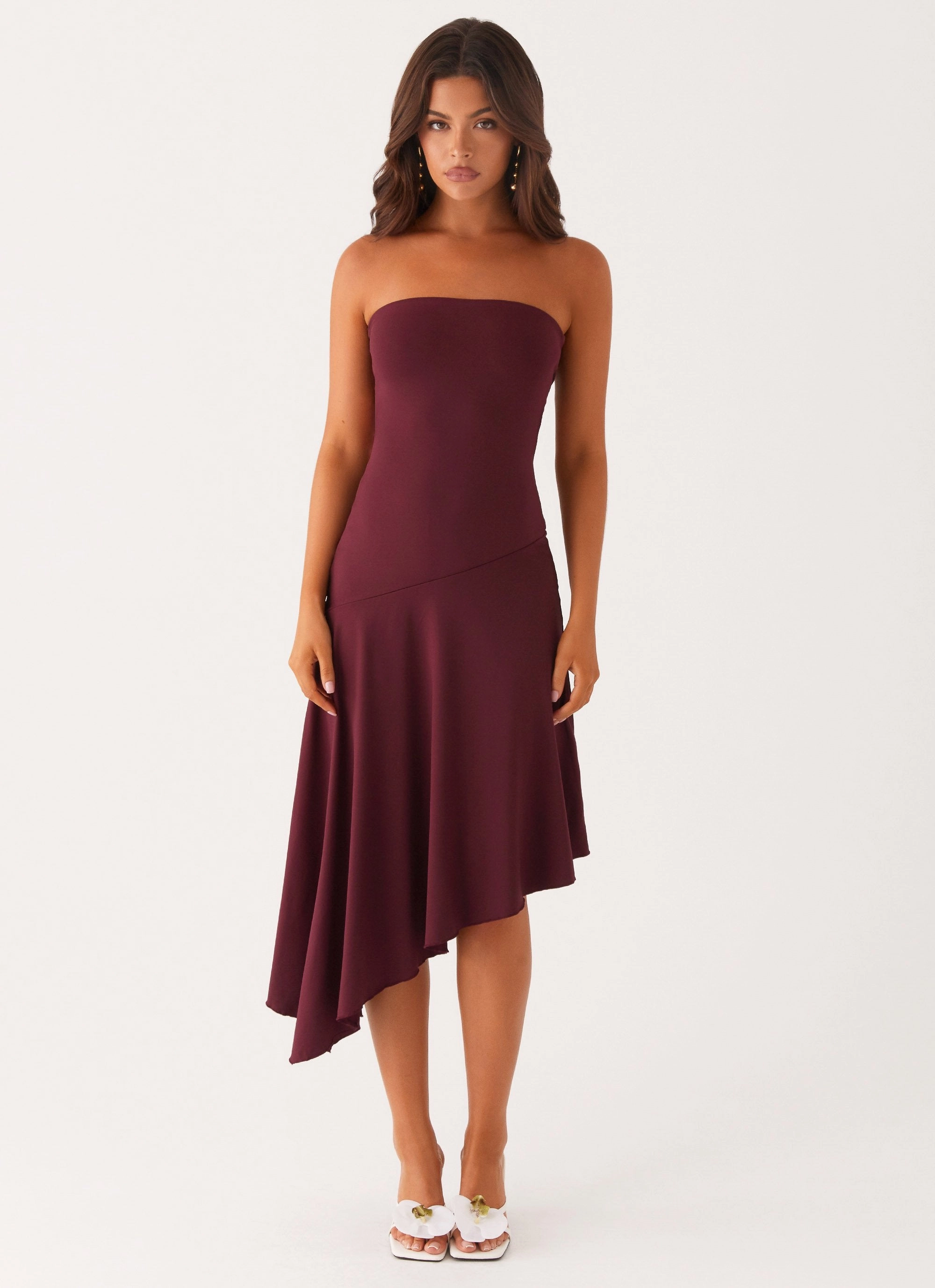 Juliana Midi Dress - Mulberry Simple Texture Organic-Fabric