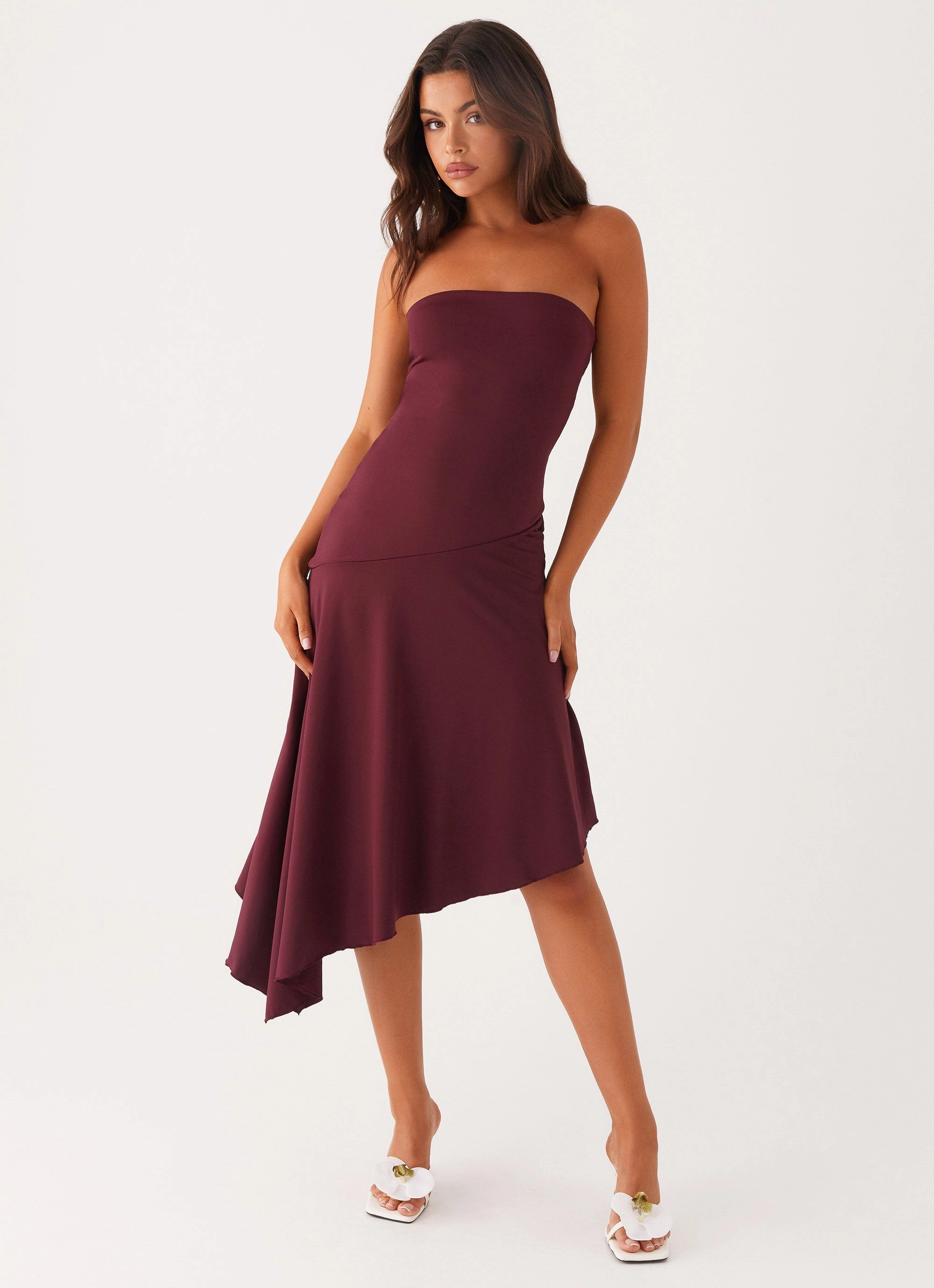 Silky Layer Soft And Comfortable Juliana Midi Dress - Mulberry
