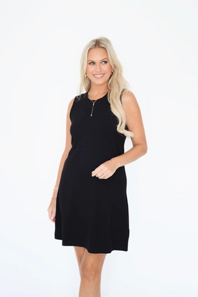 Justine Dress - Black AllSeason Wearability Friction Resistant Shoulder