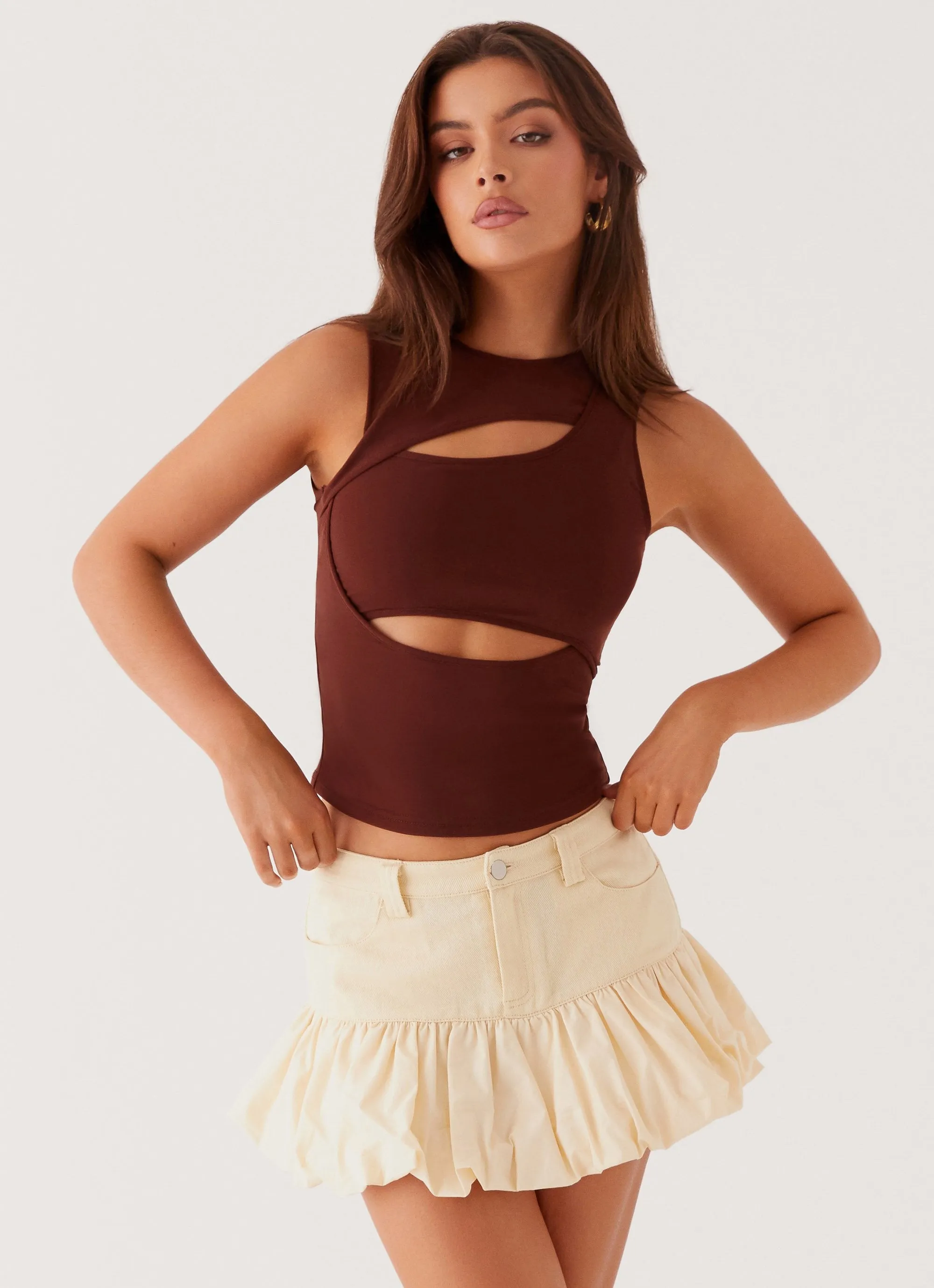 Modern Design Kali Denim Mini Skirt - Ivory