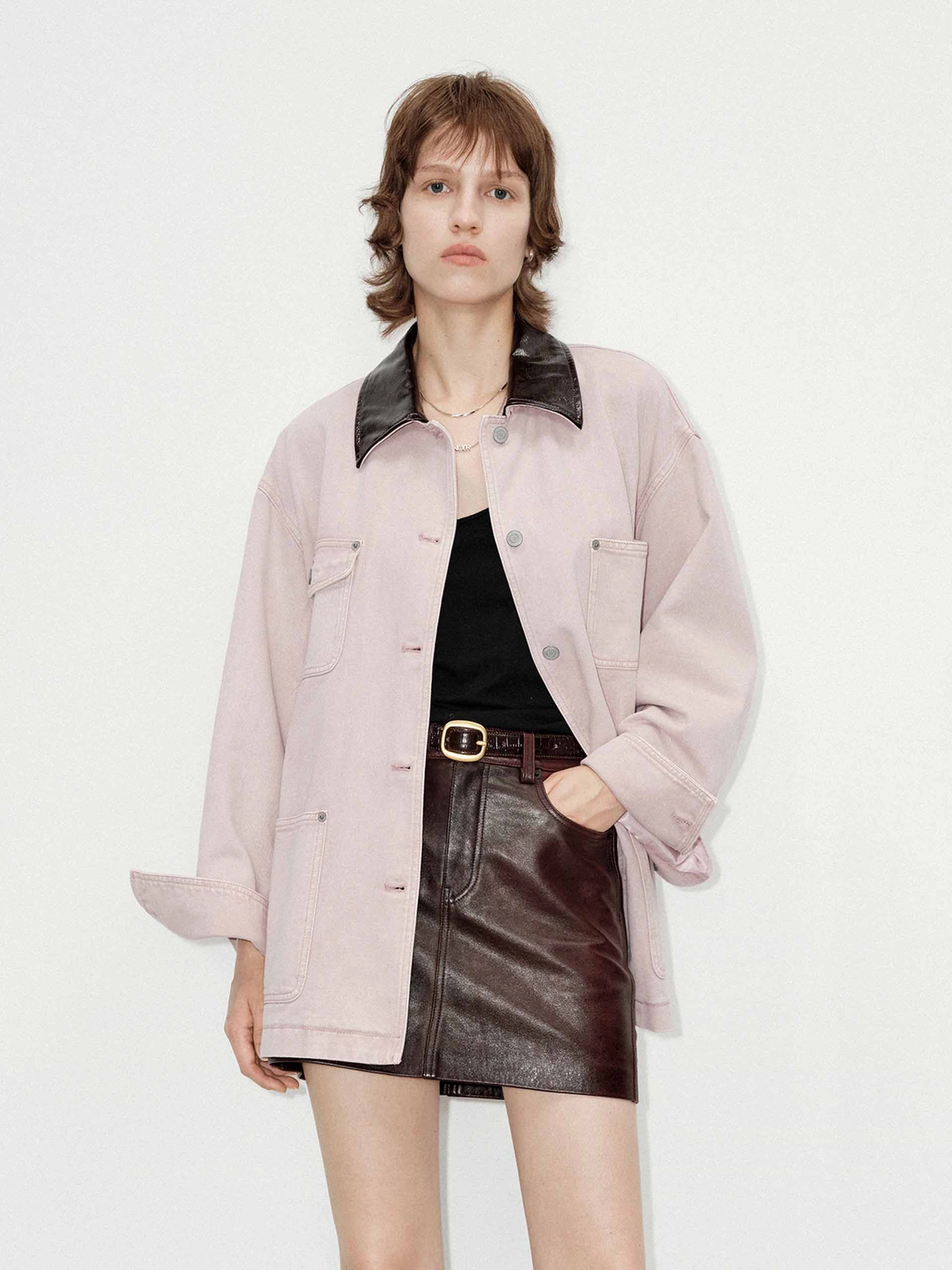 Pu Collar Cotton Jacket Travel Ready Collapsible Packable Design