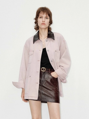 Pu Collar Cotton Jacket Travel Ready Collapsible Packable Design