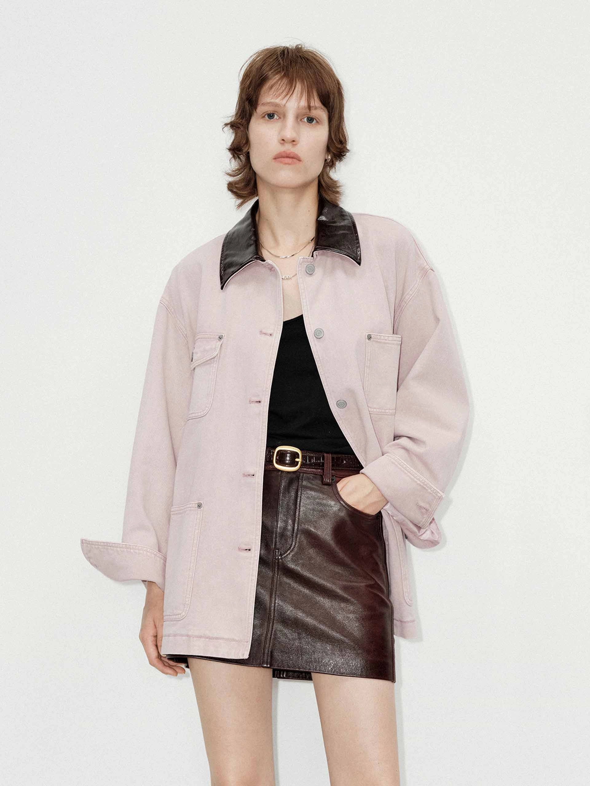 Down Filled Pu Collar Cotton Jacket