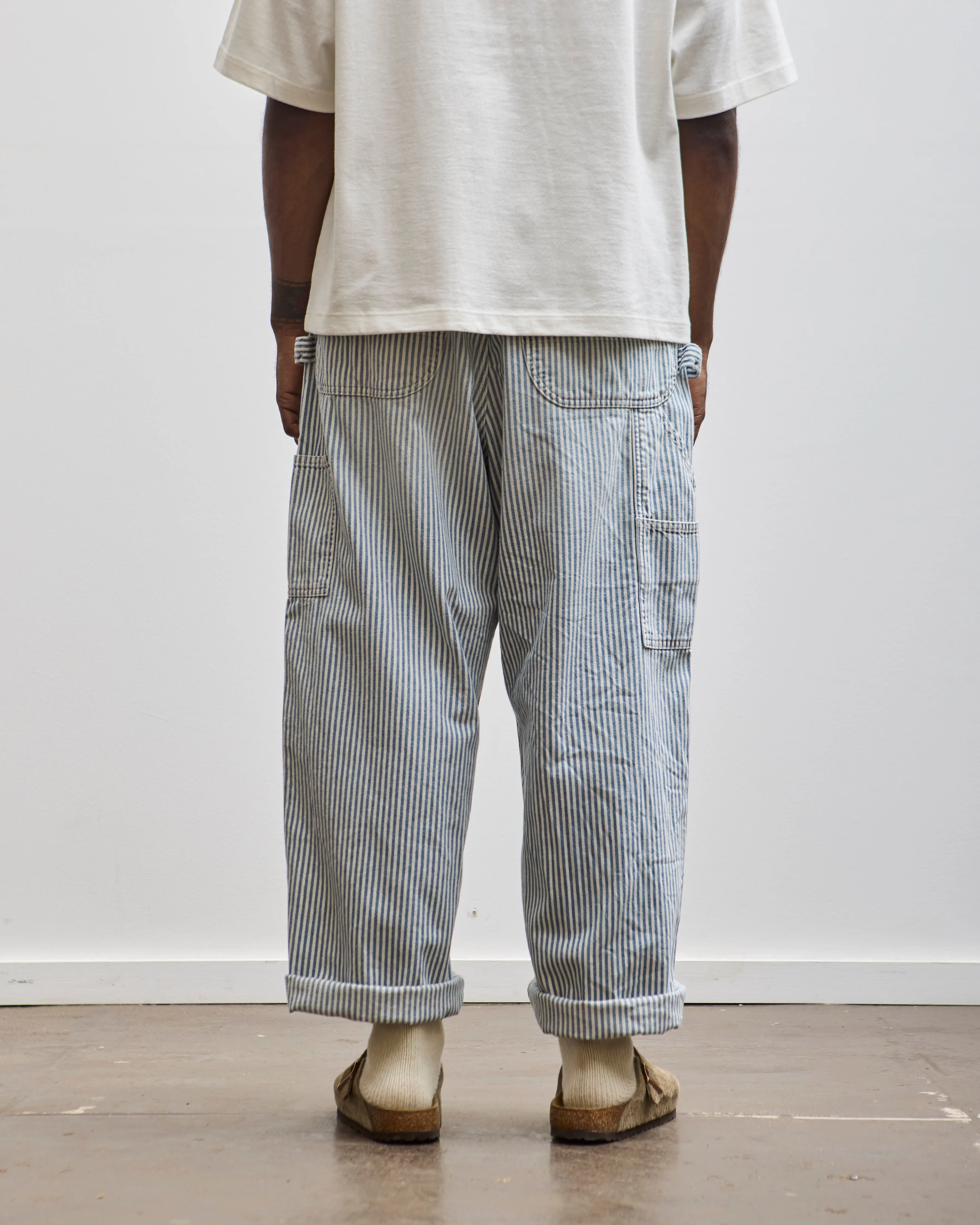 Kapital Unisex 10oz Zipper Wide Lumber Pants, Hickoree Stripe