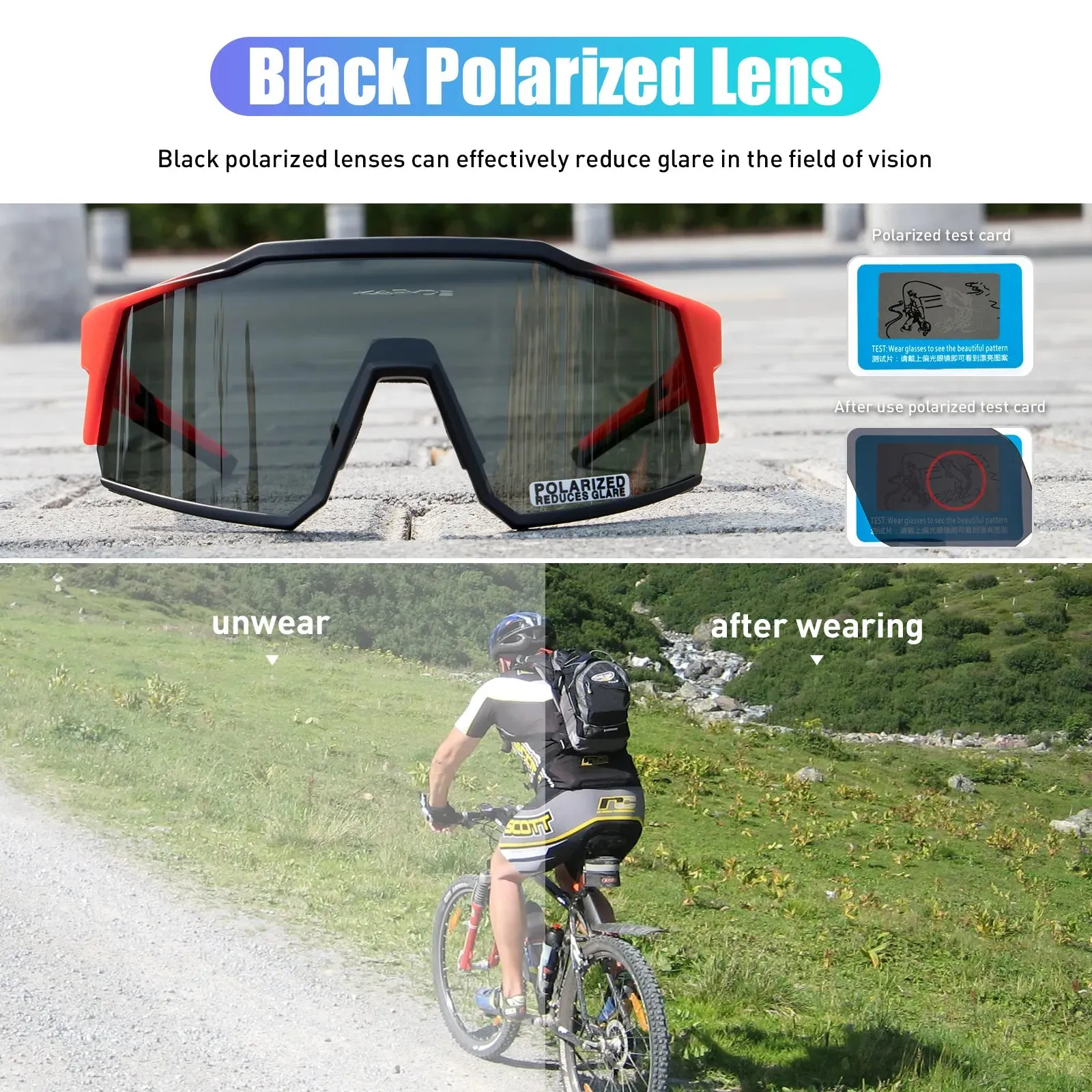 KAPVOE Cycling Glasses TR90 Frame for Men Women UV400 Outdoor Sports Sunglasses Cycling MTB Driving Baseball Running Glasses