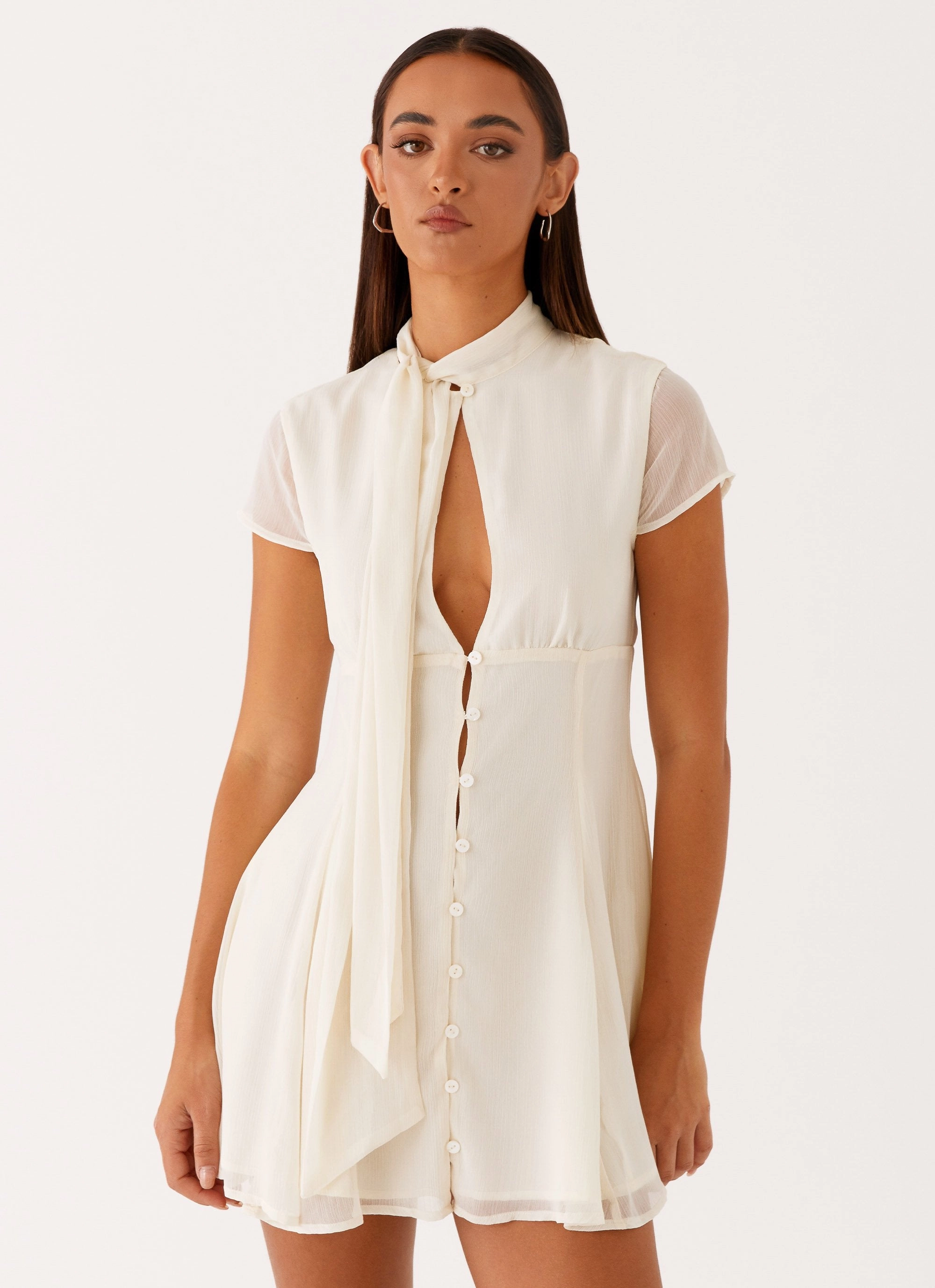 Sheer Look Karling Mini Dress - Ivory