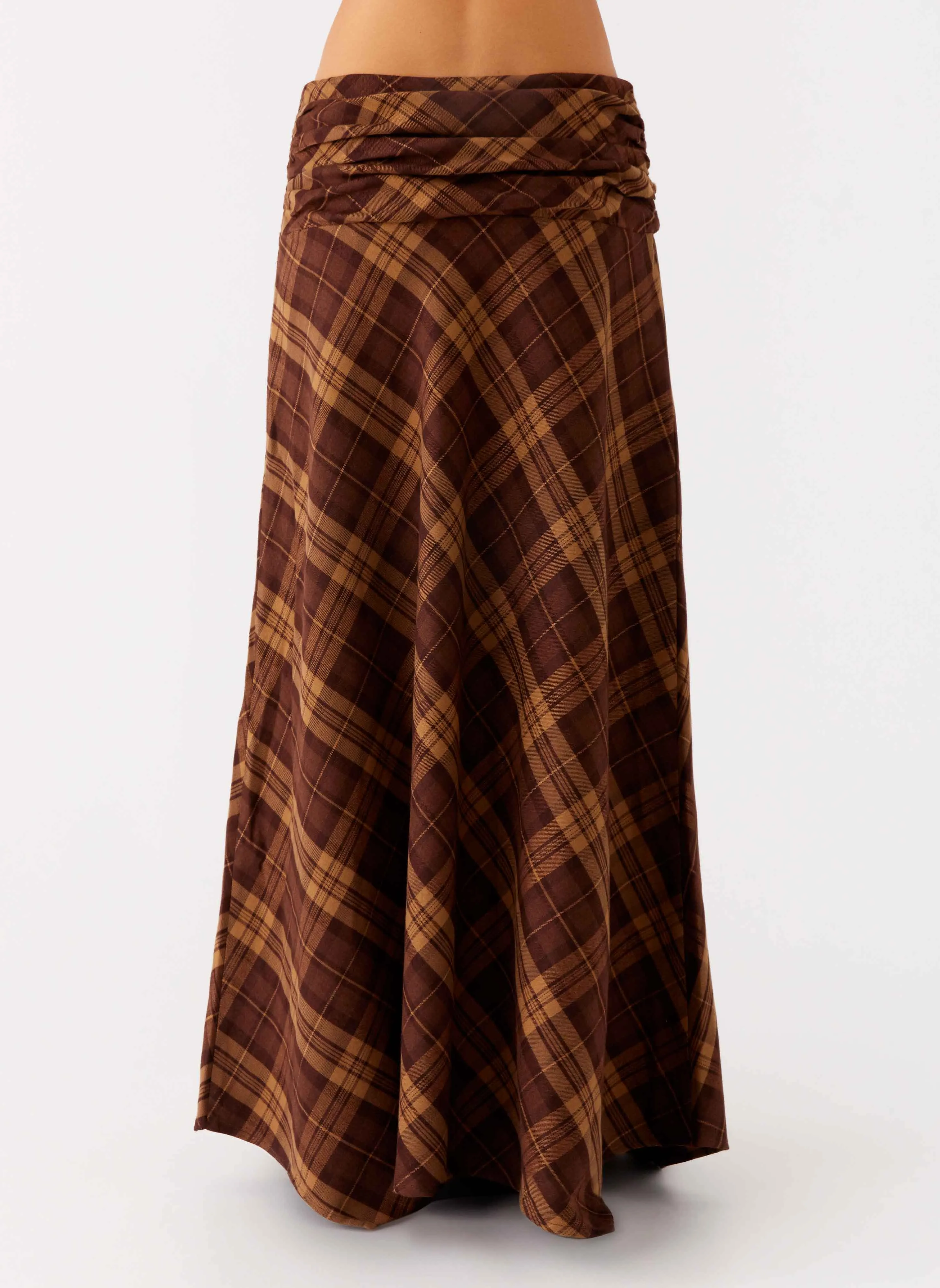 Roll Up Fasten yoga session Karolina Maxi Skirt - Plaid