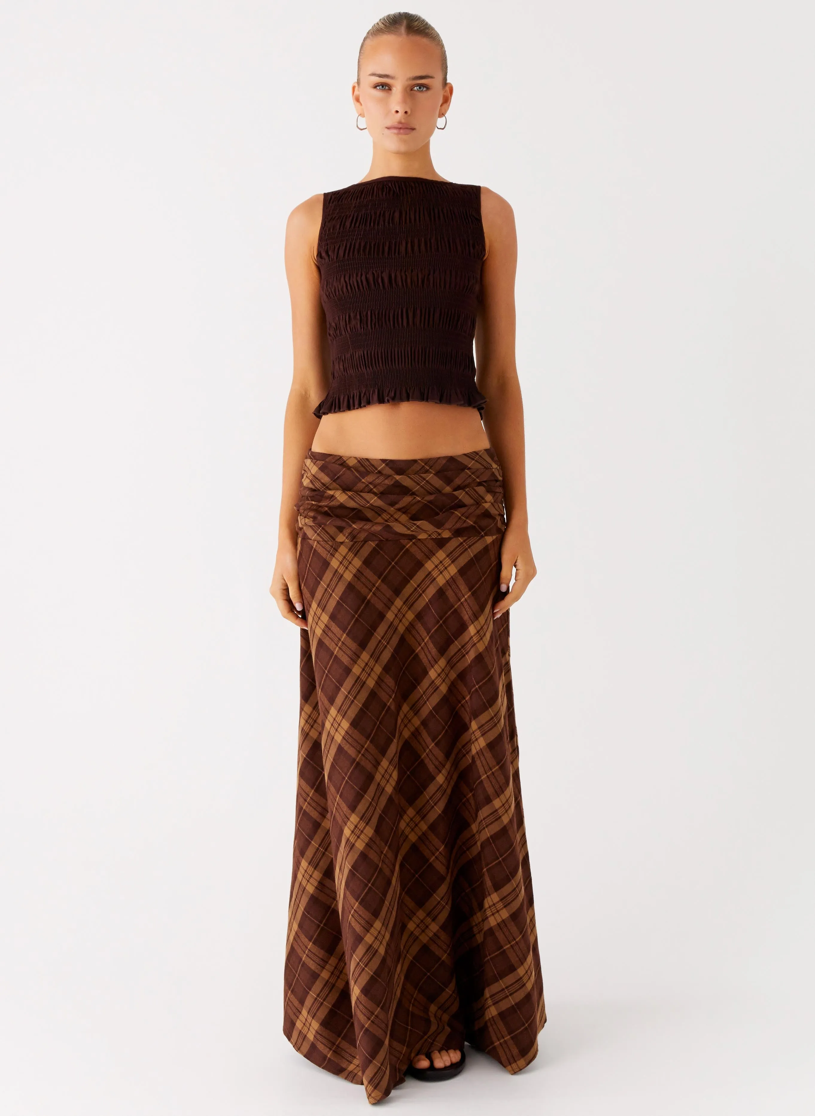 Karolina Maxi Skirt - Plaid Slip Resistant Waistband