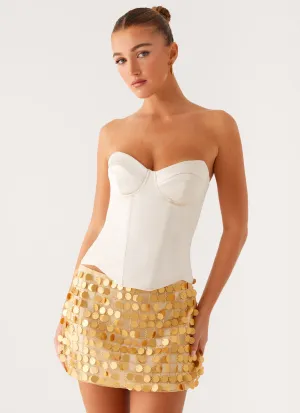 Kasen Sequin Mini Skirt - Gold Luxury Feel