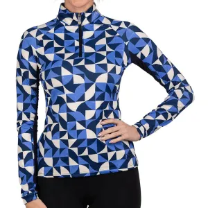 Kastel Long Sleeve 1/4 Zip in Navy Geometric - Women's 1X