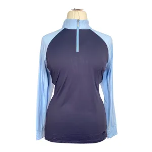Kastel Long Sleeve Topstitched Raglan Top in Navy & Dutch Canal - Women's XL