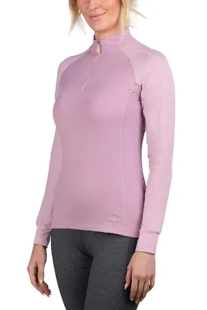 Kastel Long Sleeve Topstitched Raglan Top in Orchid Haze & Mauve Mist - Women's XS