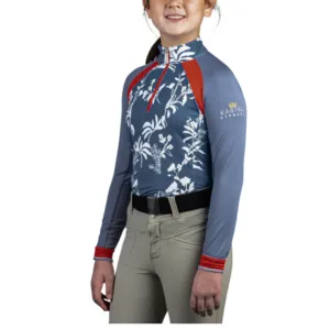 Kastel Raglan Long Sleeve in Denim Florals/Red - Children's Medium