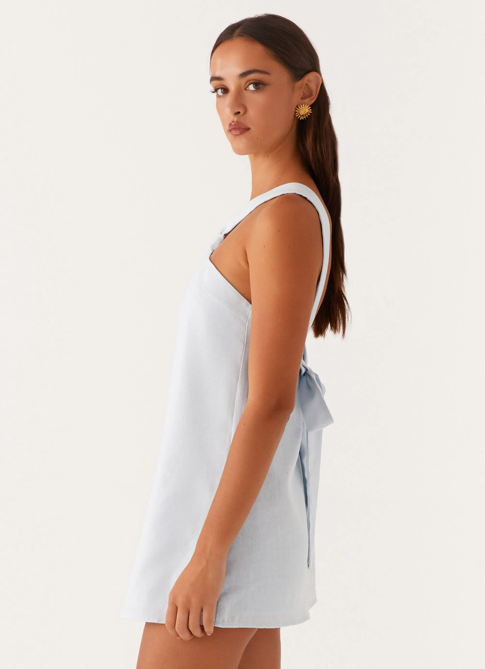 Easy Comfort Must-Have Item Keira Linen Mini Dress - Blue