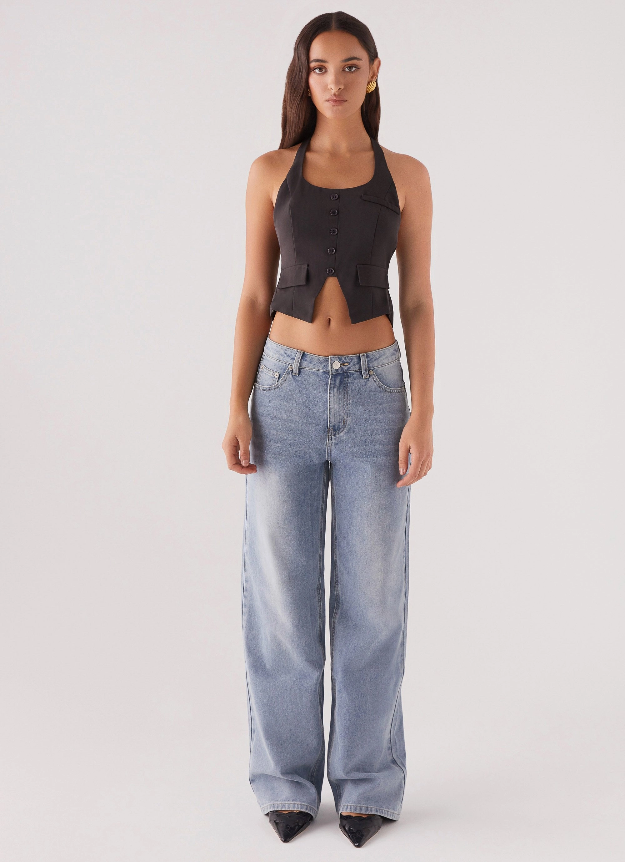 Fashionable Tank Kendra Backless Vest - Black