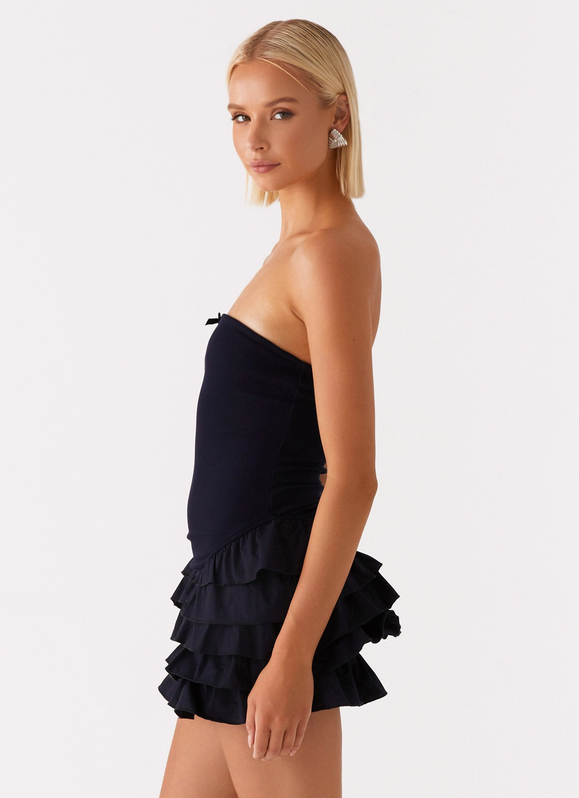 Tamay Mini Dress - Navy garden party Happy Soul