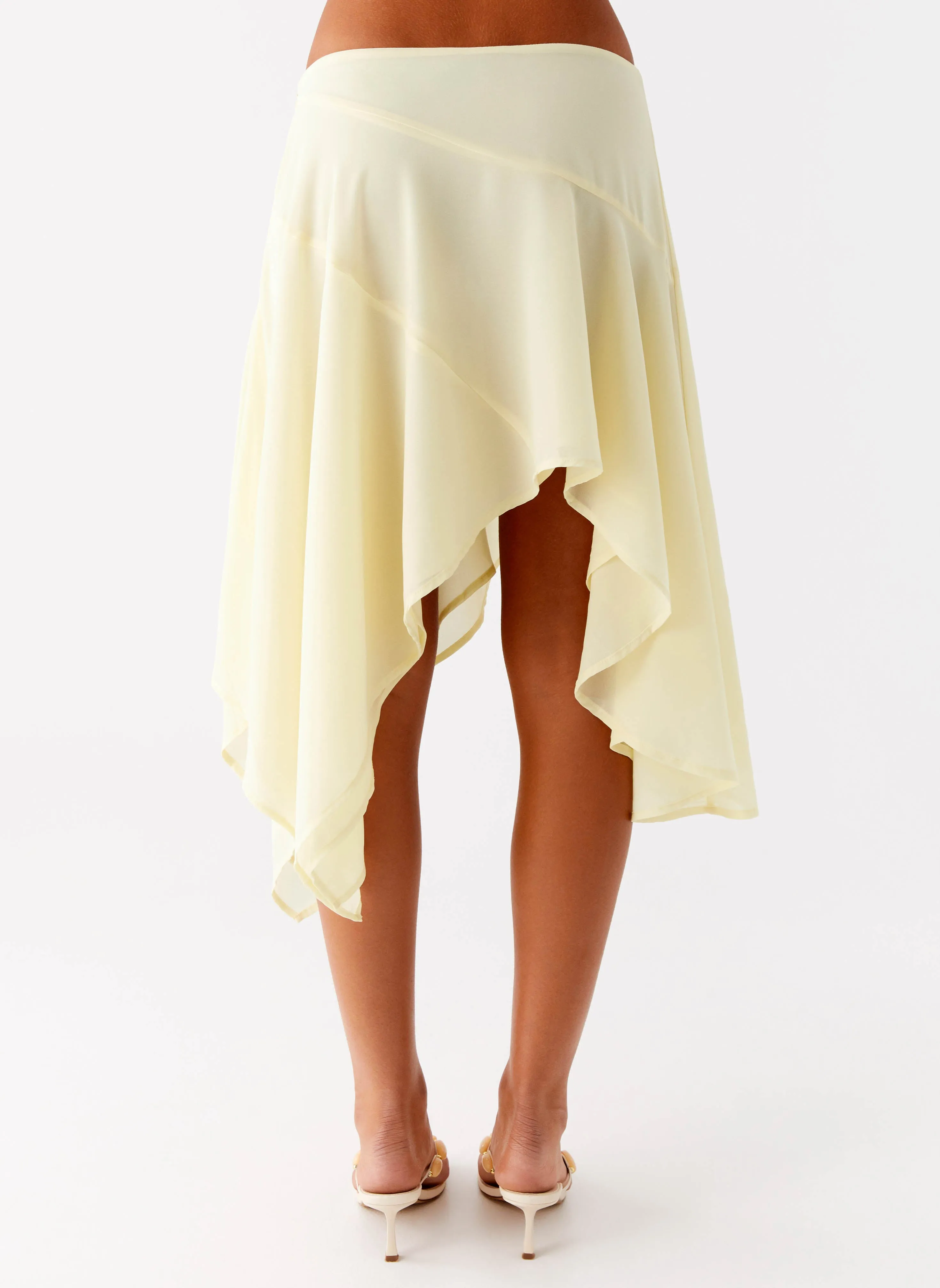 Kia Low Rise Asymmetrical Midi Skirt - Yellow Refined Texture Weekend Vibes