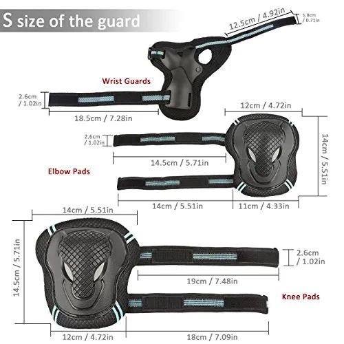 Kids Biking, Cycling, Sports Protective Gear Pads set w/Adjustable Helmet, Knee Pads, Elbow & Wrist Pads, Rose