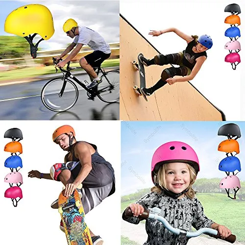 Kids Biking, Cycling, Sports Protective Gear Pads set w/Adjustable Helmet, Knee Pads, Elbow & Wrist Pads, Rose