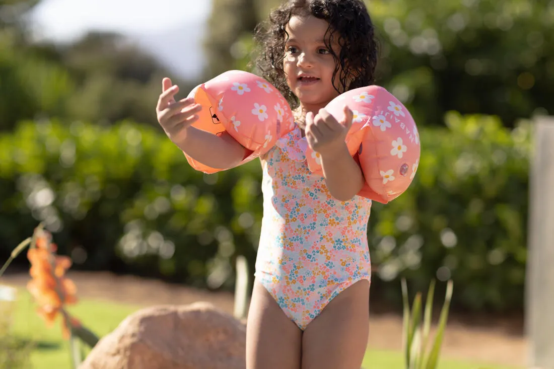 Kids’ Swimming armbands with "FLOWERS” print - 11-30 kg