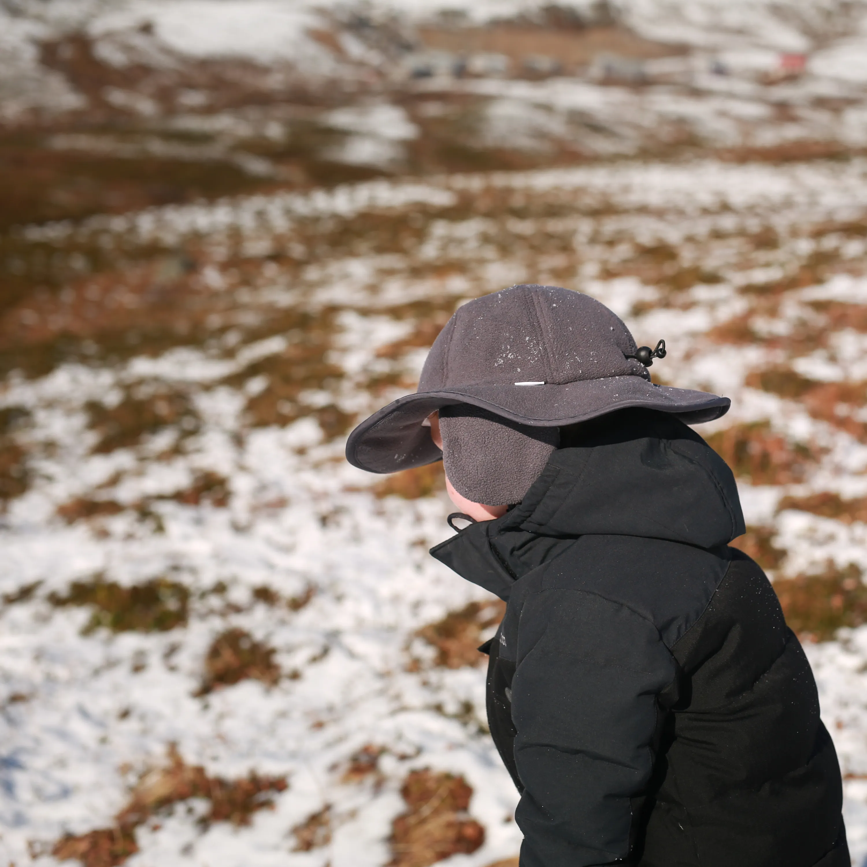 Kids Tundra Ear Flap Fleece Winter Wide Brim Sun Hat - Slate