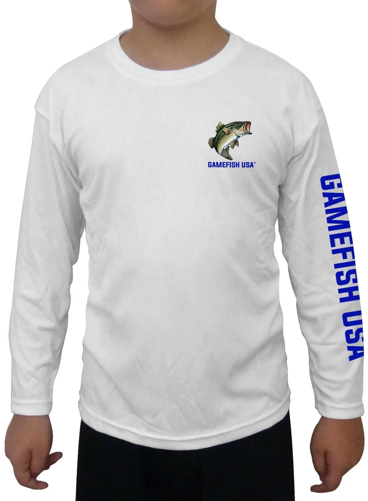 Kid's UPF 50 Long Sleeve Microfiber Moisture Wicking Performance Fishing Shirt Bass